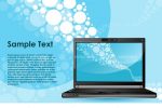 Abstract Laptop on a Blue Bubbly Background with Sample Text